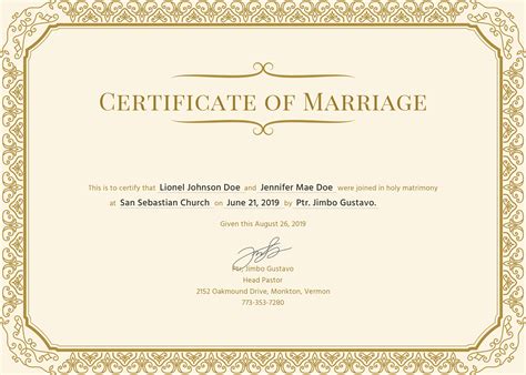 Marriage Certificate .